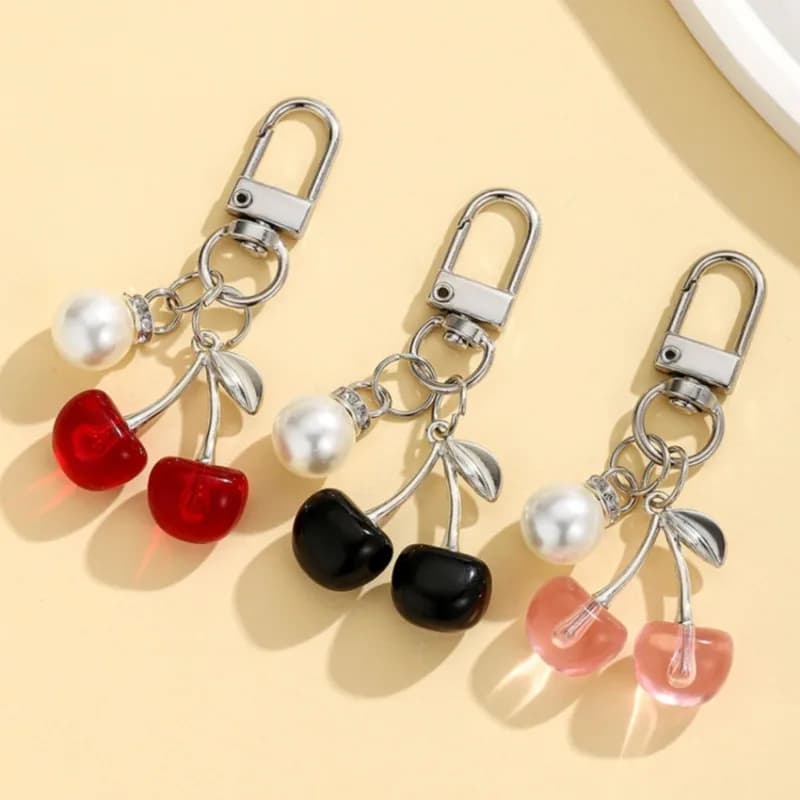Kawaiii Keychain in Cherry Shape, Cute Acrylic Charm for Bags and Cars, Lovely Gift for Women and Girls, Accessories for Birthdays and Valentine's Day