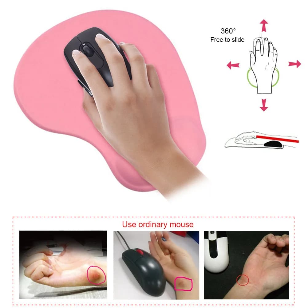 Tappetino per Mouse Ergonomico con Supporto per Polso in Silicone Antiscivolo Viola per Casa, Ufficio e Viaggi