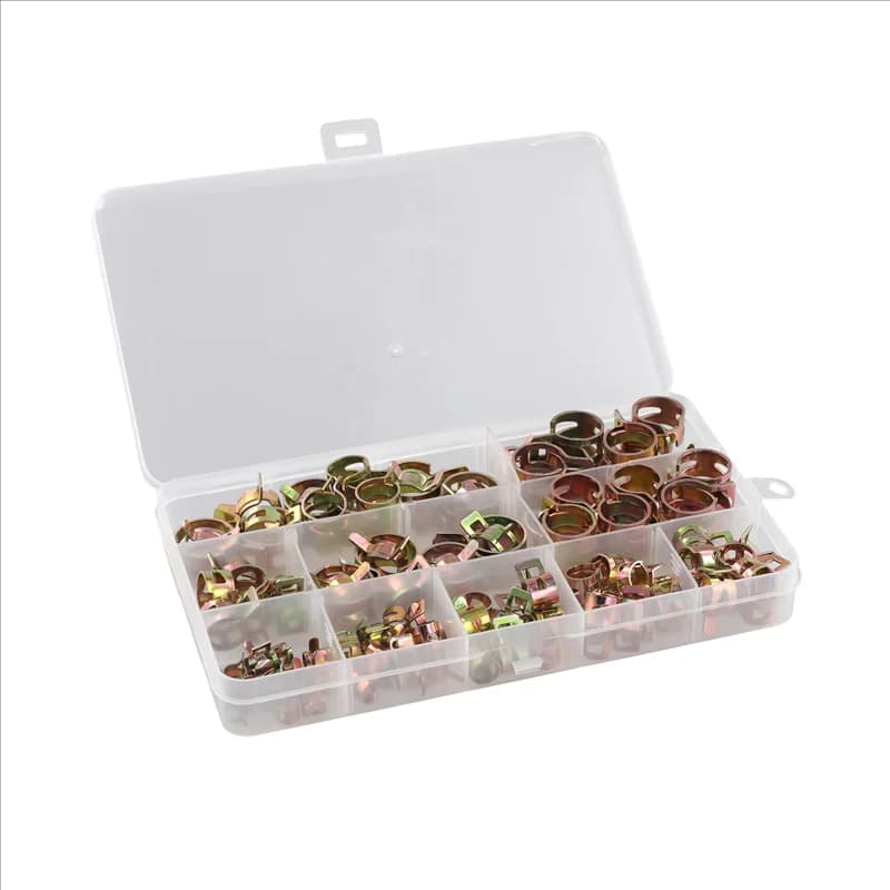 A01F-100PCS Car Truck Spring Clips Fuel Oil Water Hose Clip Pipe Tube Clamp Fastener Assortment Kit 6-17Mm