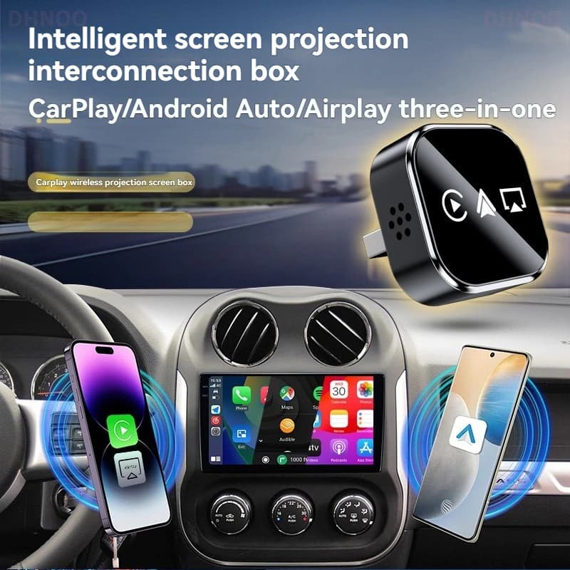 Wireless Carplay Adapter Android Auto WiFi Bluetooth Auto Connect Airplay for iPhone Plug and Play MiNi Car Box 4in1 AI CarPlay