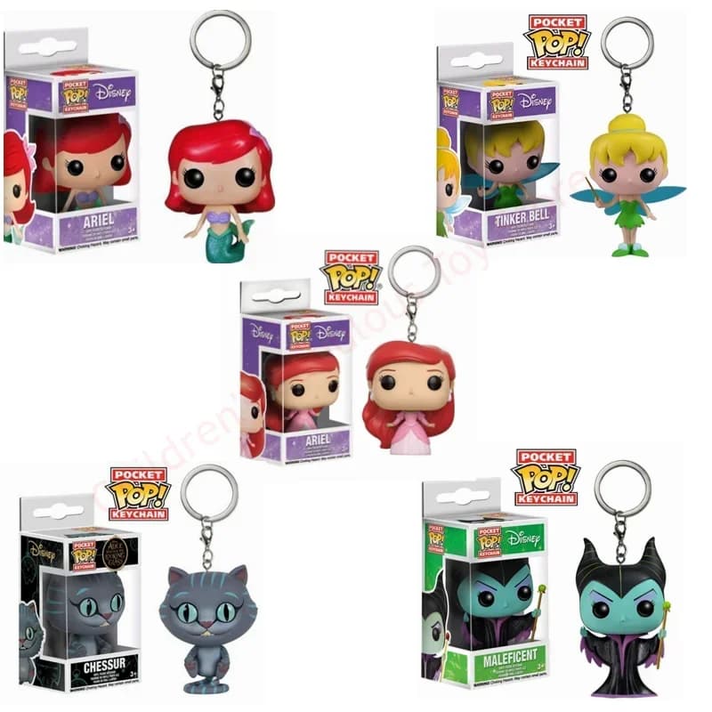FUNKO Pop Portachiavi Cartoon Princess Doll Belle Ariel Rapunzel Cenerentola Tiana Maui PVC Action Figure Collection Giocattoli di modello