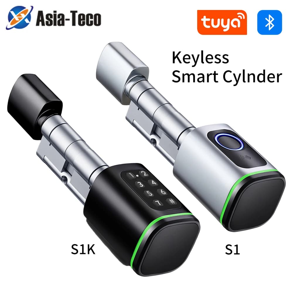 Tuya Smart Digital Door Lock catenaccio da infilare con 2 vie lunghezza cilindro regolabile Password per impronte digitali APP Key IC Card Unlock