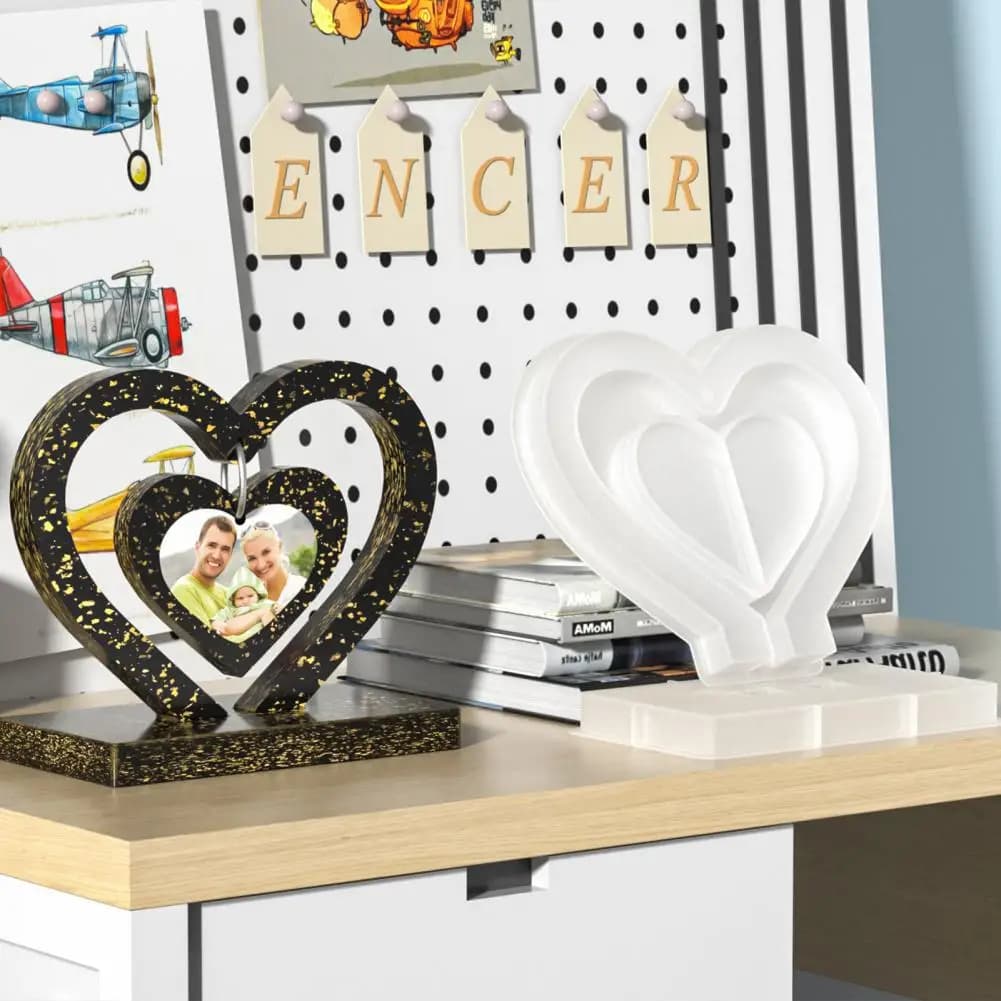 Stampi per colata in silicone Cuore senza deformazione a forma di cuore con catena Stampo regalo fatto a mano riutilizzabile in resina flessibile a rilascio facile