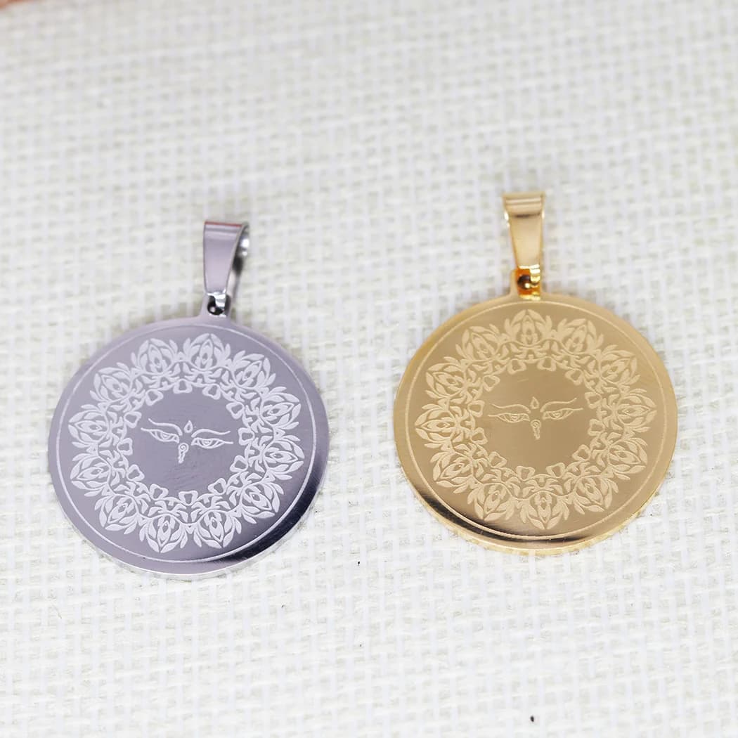 2 pezzi ciondolo occhi buddisti Buddha regalo in acciaio inossidabile fai da te per donna uomo ciondolo con ciondolo per risultati di gioielli braccialetto