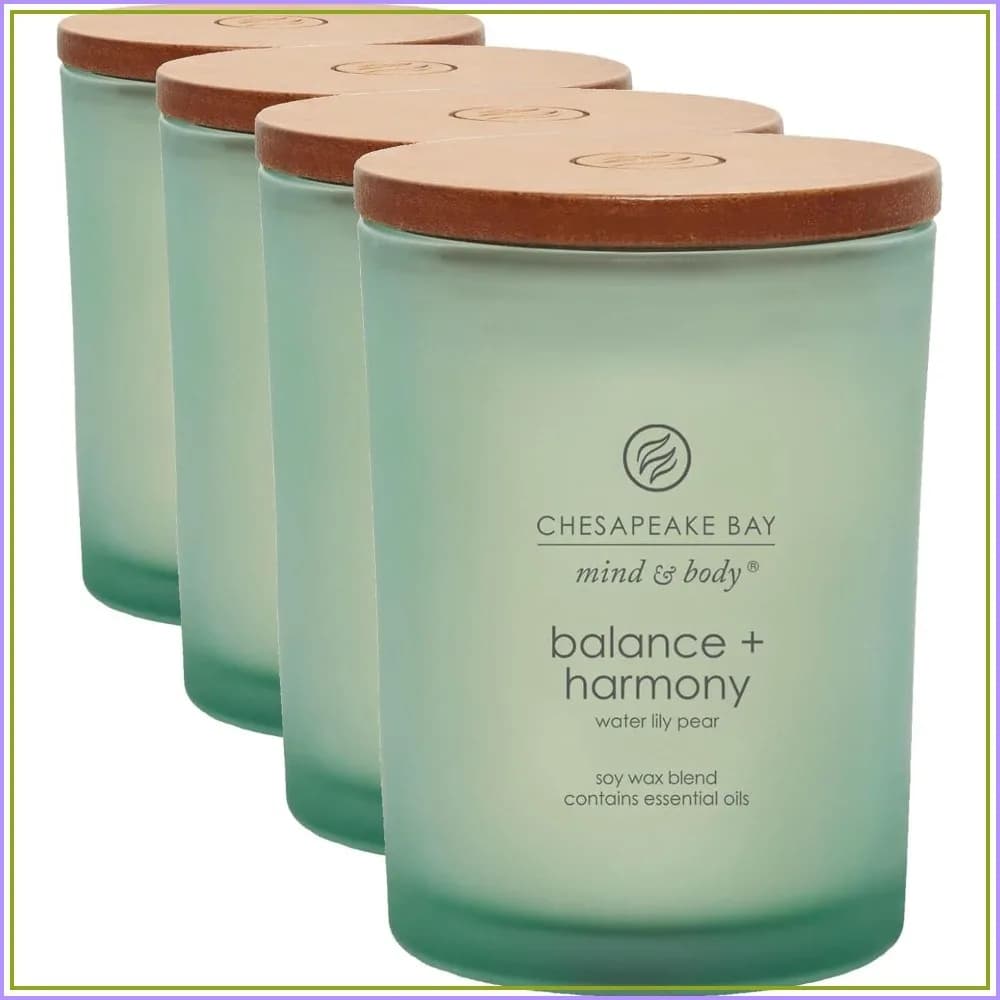 Scented Candle Water Lily Pear Fragrance 50H Burn Time Soy Wax Blend Pack of 4