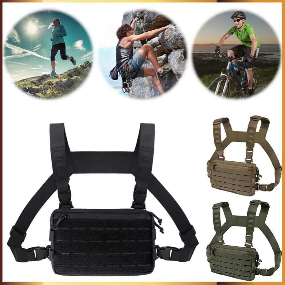 Zaino da Trail Running in Nylon 1000D, Gilet da Pesca, Borsa da Petto, Sacca Idratazione per Corsa, Escursionismo, Pesca
