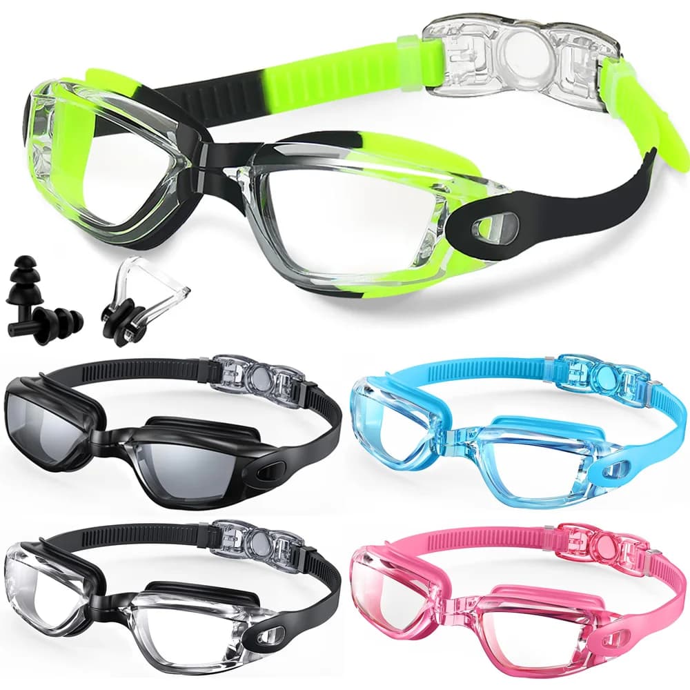 Swimwear Swim glasses Anti-fog clear vision Waterproof Fast adjustable With ear plug Clip for nose Swimming glasses