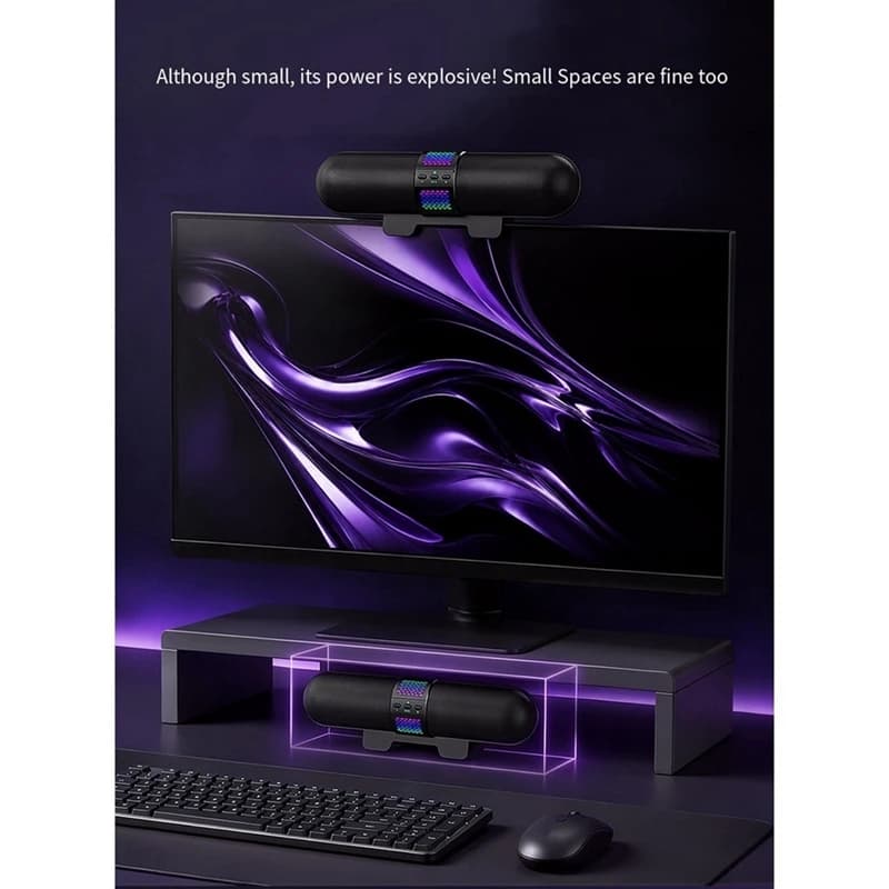 Super Sale RGB Gaming Sound Bar Esports Speaker Bluetooth Computer Desk 2.0-Inch HiFi Speaker 12W Sound System 120Hz-20KHz
