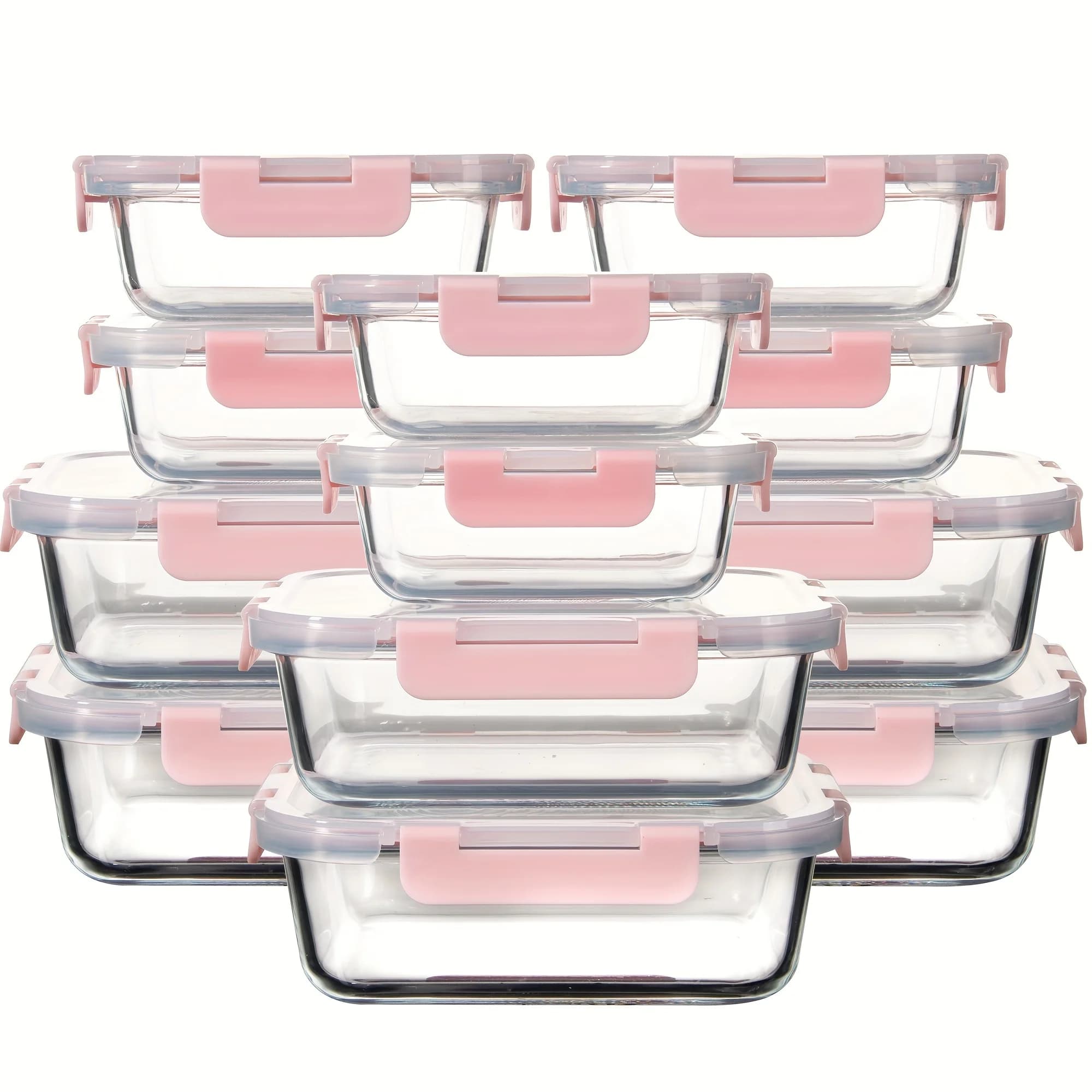 Set di 24 Contenitori in Vetro Borosilicato con 12 Coperchi + 12 Ciotole in Vetro, Ermetici, Adatti per Microonde e Lavastoviglie, Ideali per Conservare Alimenti