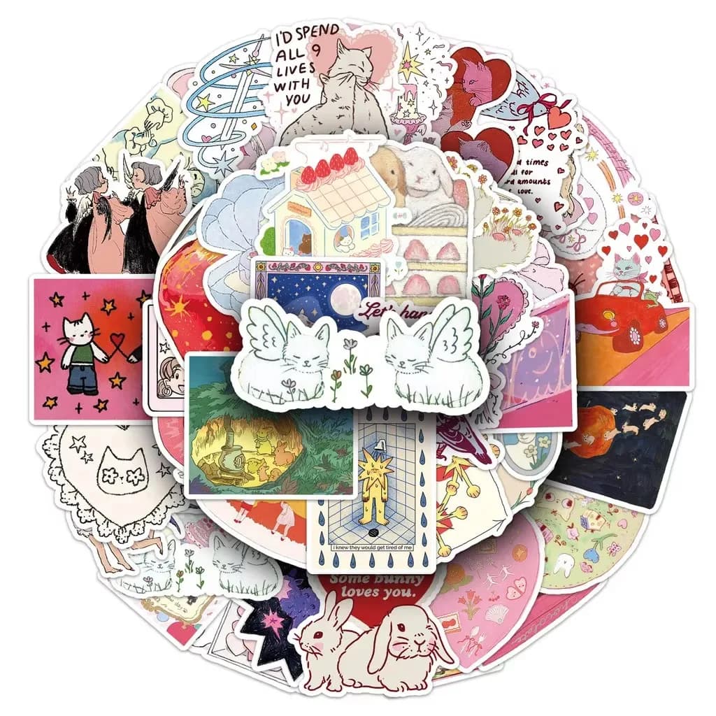 50PCS Fairy Tale Stickers Cute Dreamy Cartoon Character Graffiti Stickers For Journal Decor Phone Case Helmet Bike DIY Decals