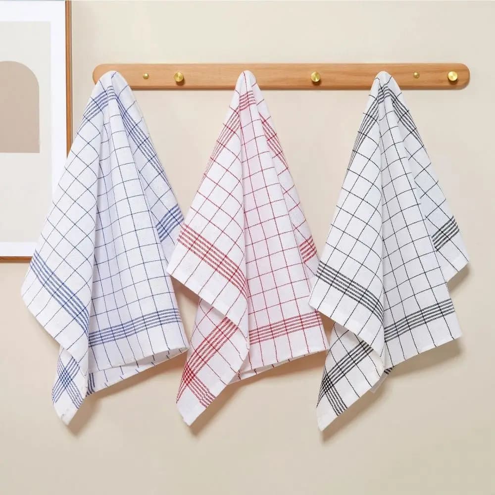 Set di 5 Strofinacci Multiuso Assorbenti a Quadri, Riutilizzabili, Morbidi, a Righe, Asciugamani Rapidi per Mani e Bar
