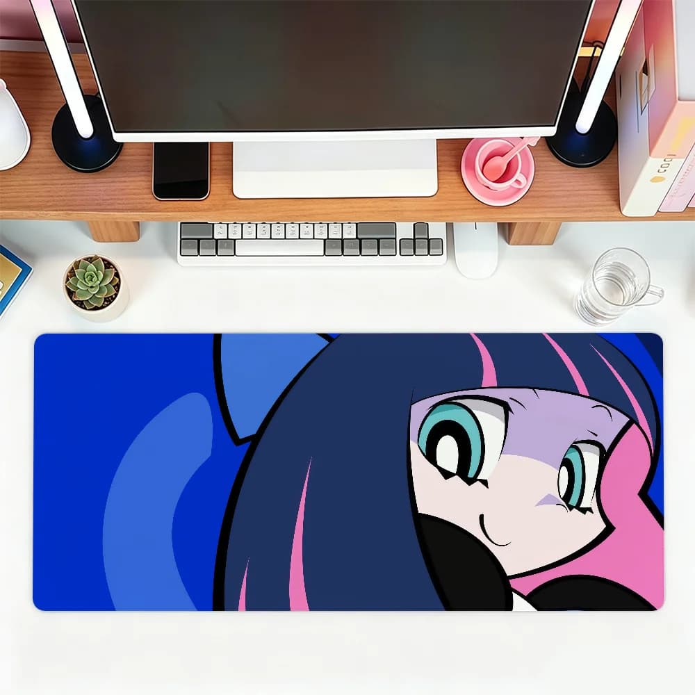 Tappetino per mouse Cartoon Panty & Stocking con Garterbelt per ufficio, giochi e tastiere, antiscivolo, grande, impermeabile