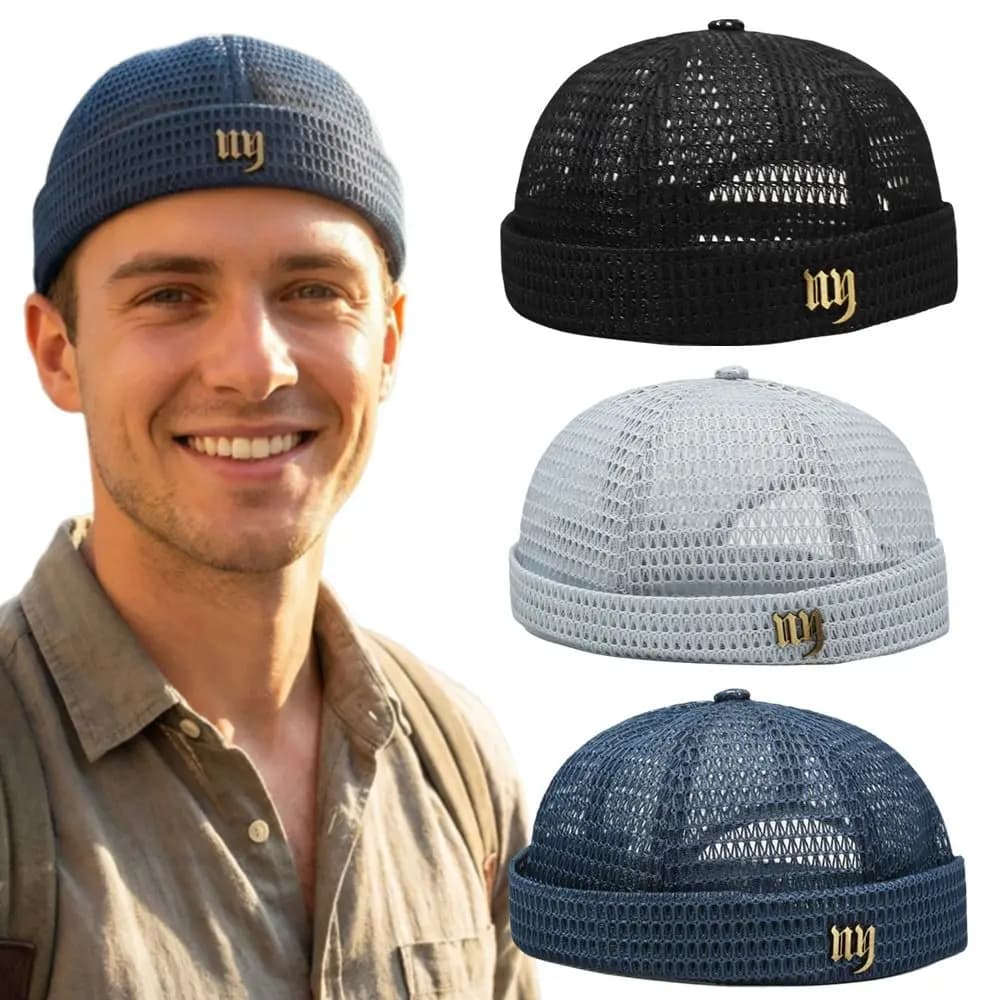 Casual Brimless Mesh Hat Adjustable Ultra-Light Beanie Street Hat Multicolor Landlord Hat Summer Spring