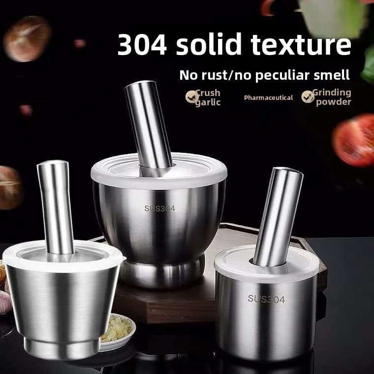 304 In Acciaio Inox Manuale Frantoio Aglio Malta e Pestello Set Rettifica Frantumazione Spezie Noci Zenzero Erbe Cucina Strumento di Cottura