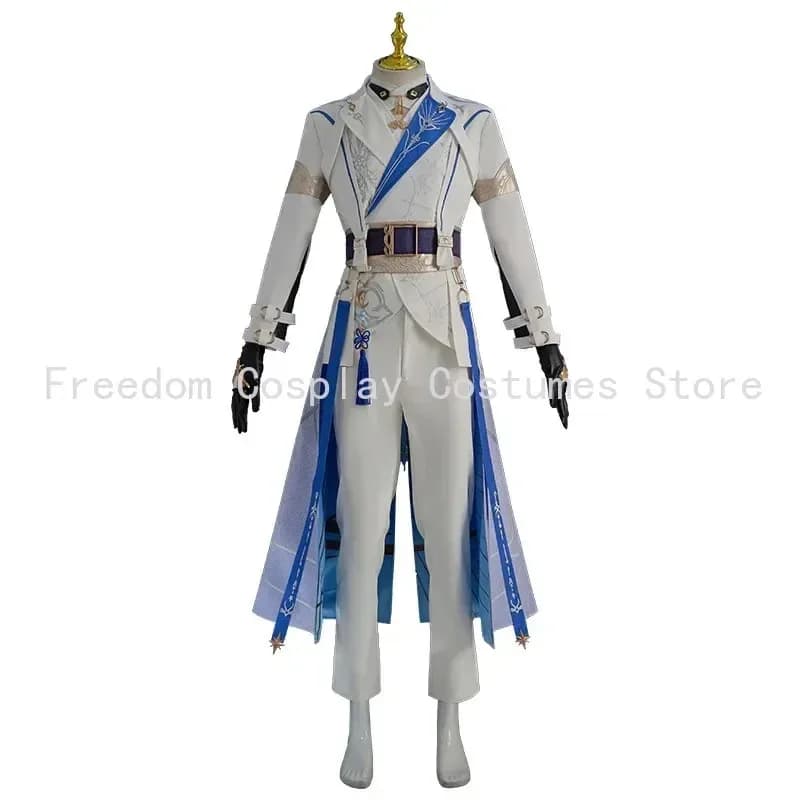 Love and Deepspace Xavier Lumiere Costume Cosplay Parrucca Scintillante Luce di luna Orecchini uniformi Abiti da festa di Halloween Uomo Donnax;2