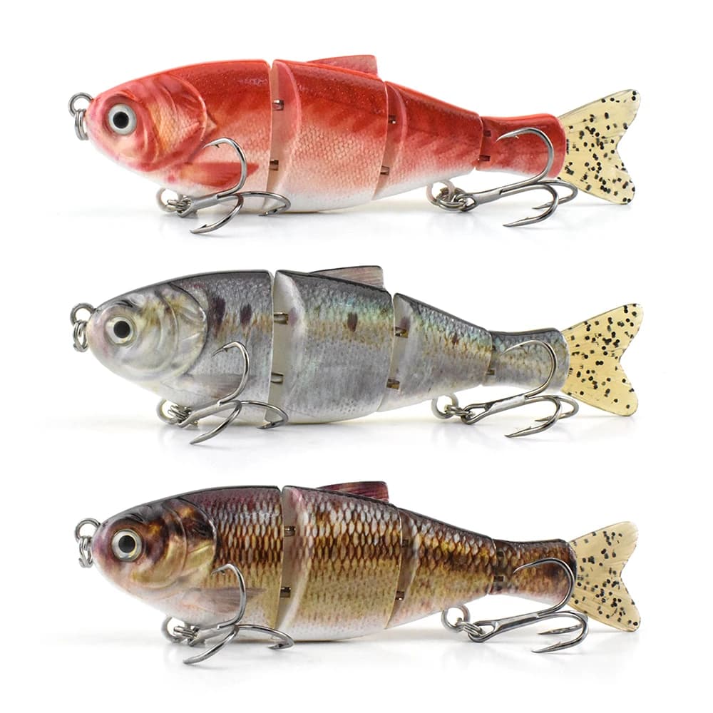 Esca per basso a quattro sezioni da 5,5 pollici Esca per corpo duro Wobbler artificiale Esca multi snodata Esche da pesca in plastica di mare