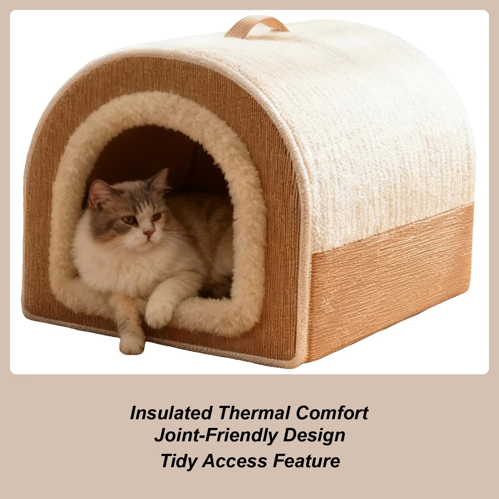 cupola chiusa per gatti Nido per dormire Letto invernale per cani in peluche con manico Cubo per gatti Nascondi casa per il riposo del cucciolo di gattino