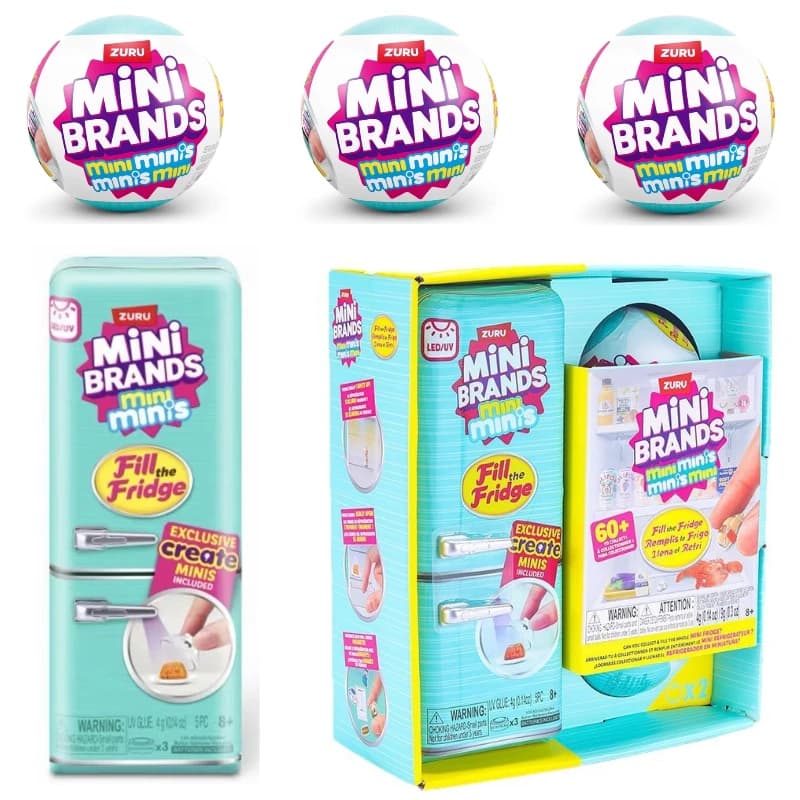 Zuru Mini Brands Fridge Blind Box: 5 Mystery Toys! Miniature Grocery Collectibles for Dollhouse & Kids' Play. My Melody