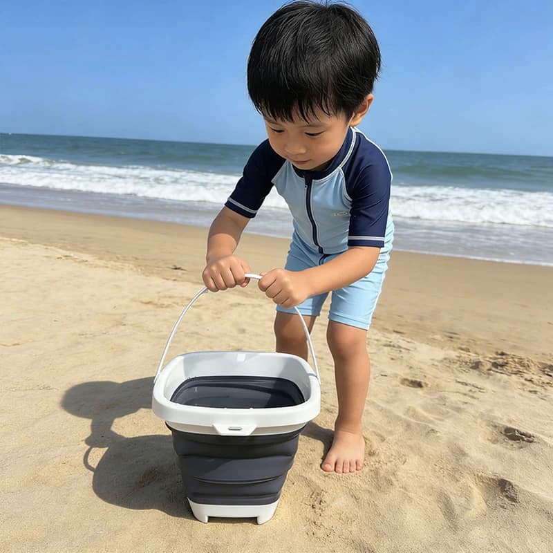 Secchiello da Spiaggia Portatile Pieghevole, Accessorio Essenziale per Pistole ad Acqua, Divertimento Estivo per Bambini con Sabbia e Acqua