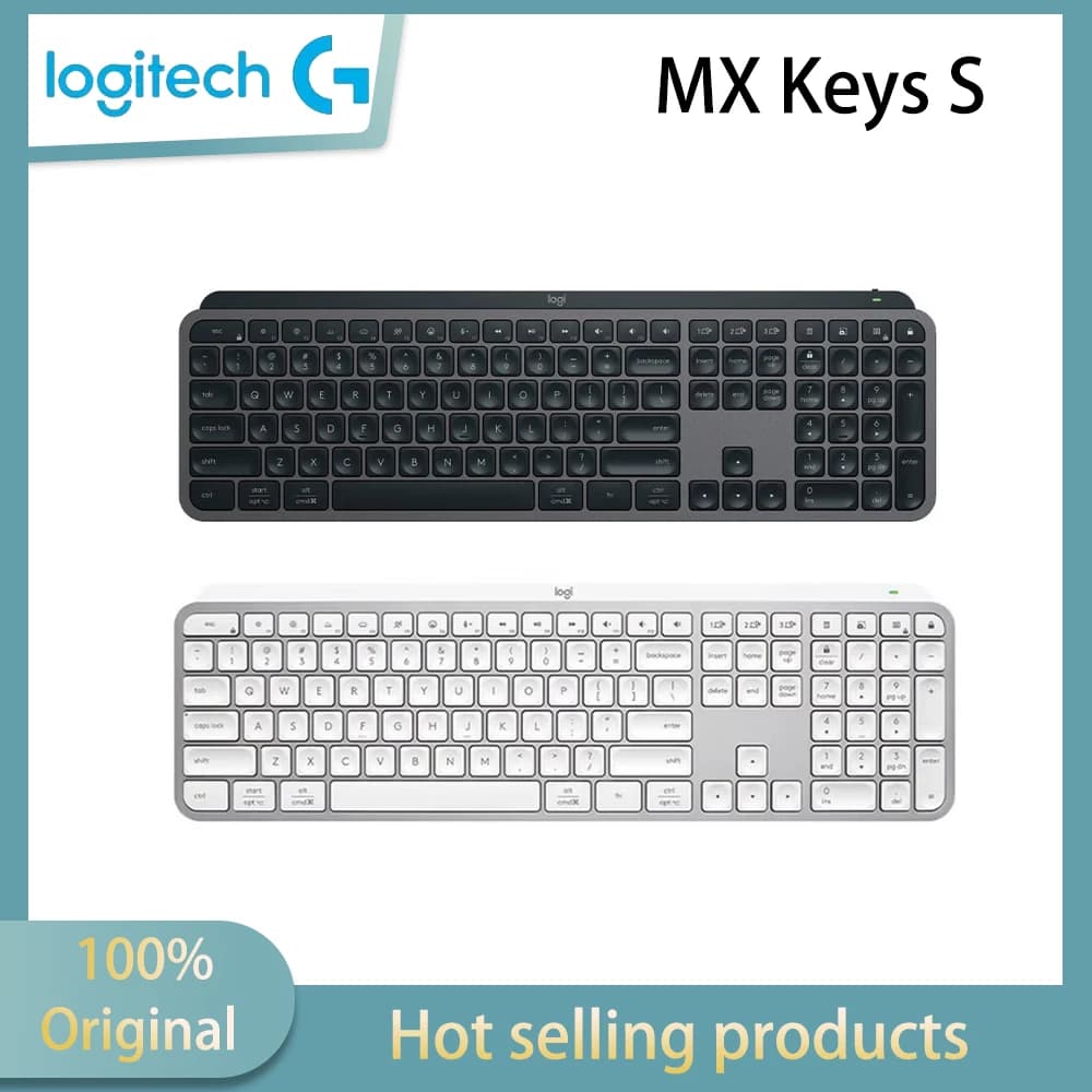 Bluetooth Logitech MX Keys S Wireless Keyboard, natural-size ultra-thin office keyboard with intelligent backlight, light and durable sound.