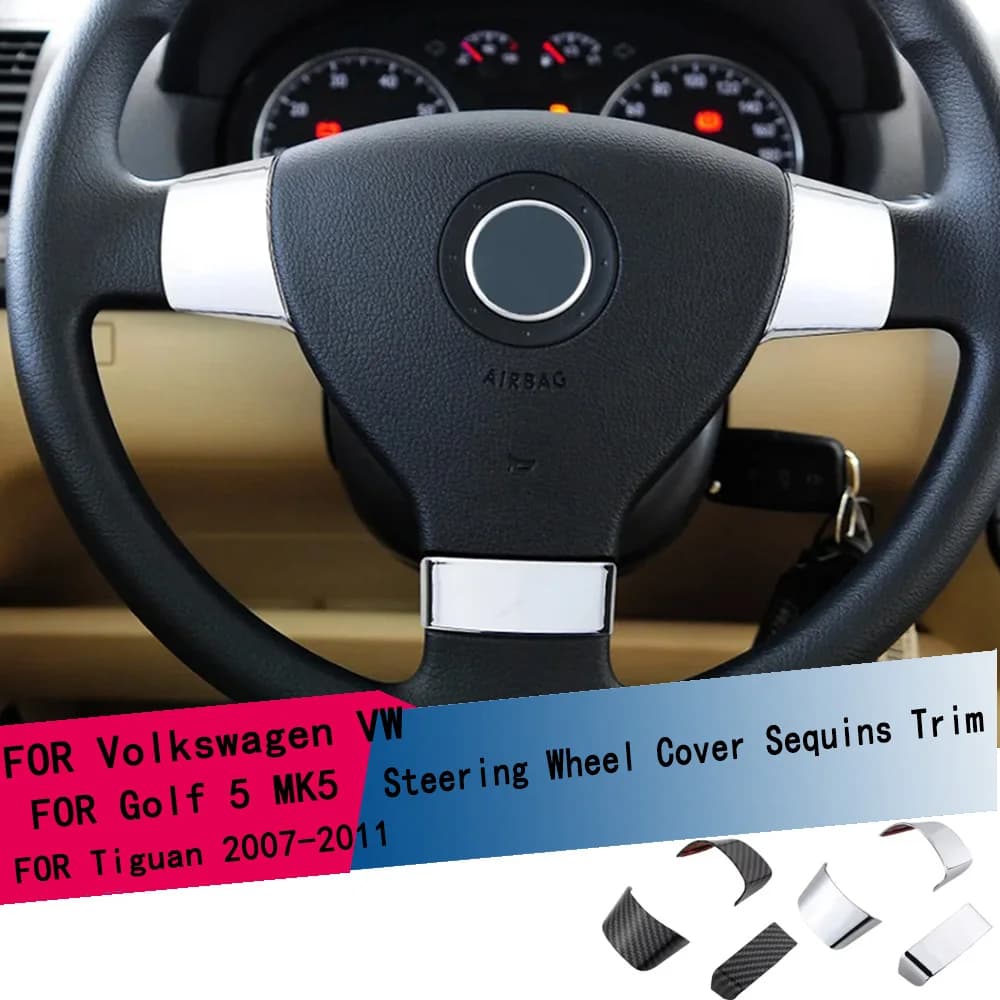Set di 3 Copri Volante in ABS con Decorazioni in Paillettes per Volkswagen VW Golf 5 MK5 Passat B6 Jetta Tiguan 2007-2011 Accessori