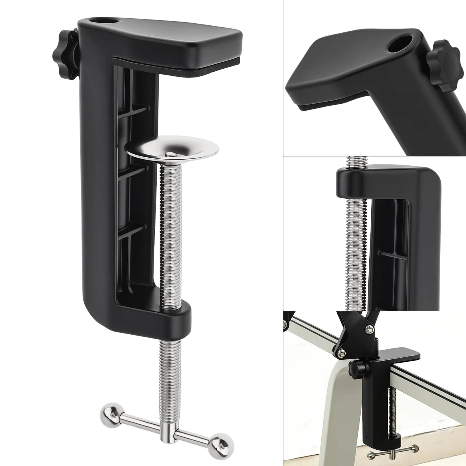 Heavy Duty Desk Clamp 100mm Max Clamping Width Large Metal Table Mount Clamp Holder for 1/2Inch Base Lamp Microphone Boom Arm