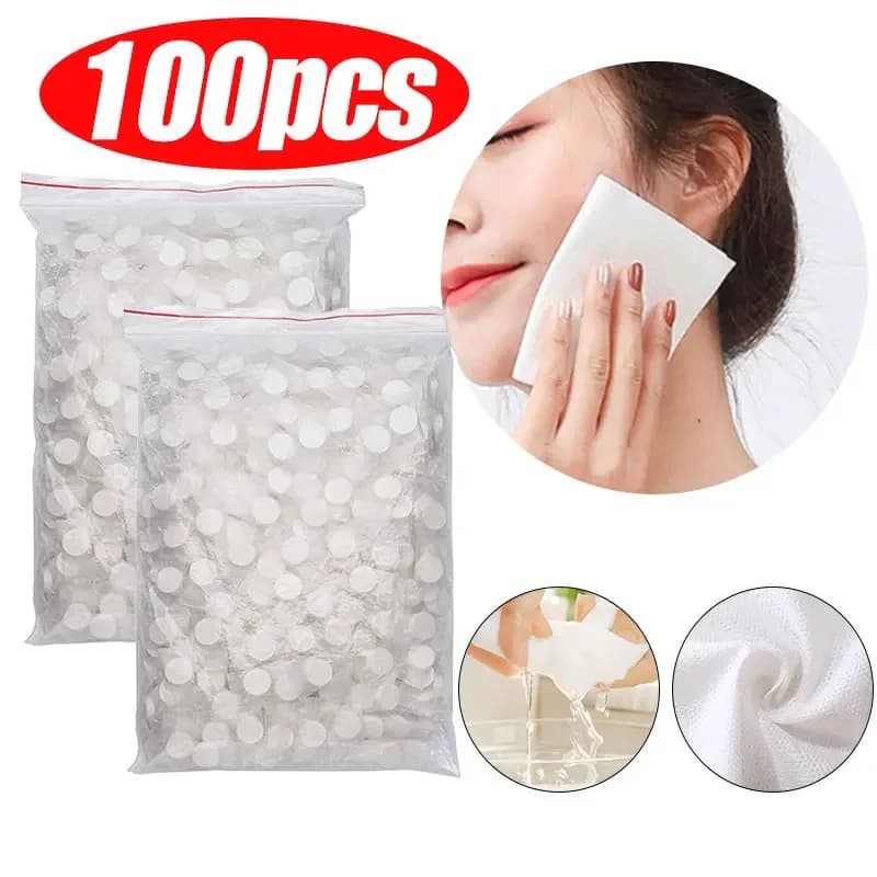 10-100 pz Mini Asciugamano Compresso Capsule Usa E Getta Asciugamano Magico Cura del Viso Tablet Salviette di Stoffa Da Viaggio All'aperto Maschera di Tessuto di Carta
