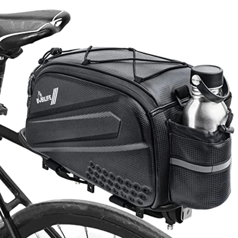 Borsa da Portapacchi Posteriore per Bicicletta - Borsa Impermeabile per Trasporto Casco e Accessori con Portaborraccia per Bicicletta, E