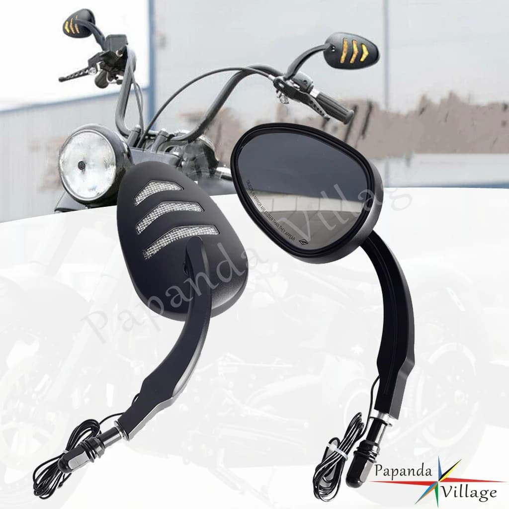 8 millimetri Specchio Del Motociclo Frecce Segnale LED Specchi Retrovisori Per Harley Dyna Low Rider Wide Super Glide FLD FXDS FXDFSE FXDF 97-17