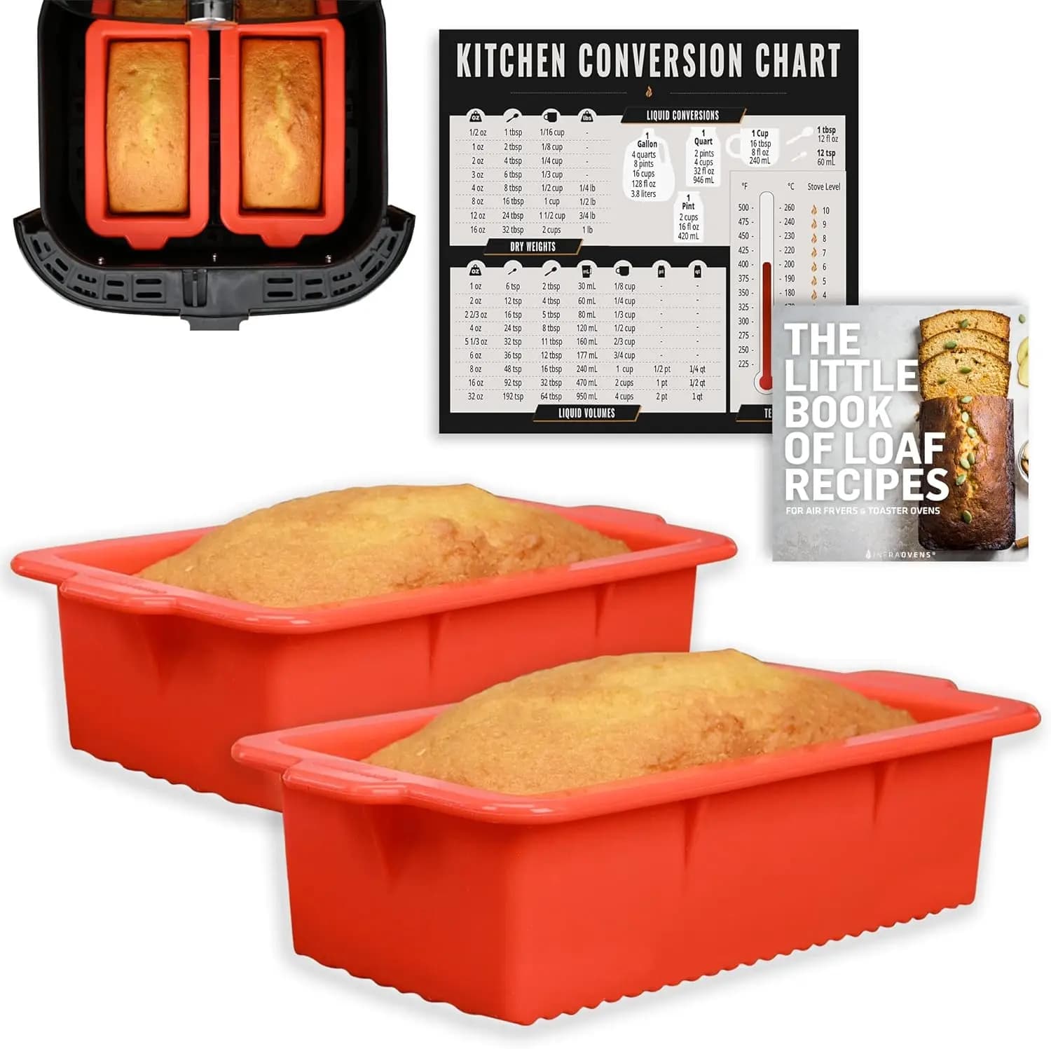 Air Fryer Silicone Moulds, Pane and Cake Grid Sets, Without BPA and Washables in Dishwasher