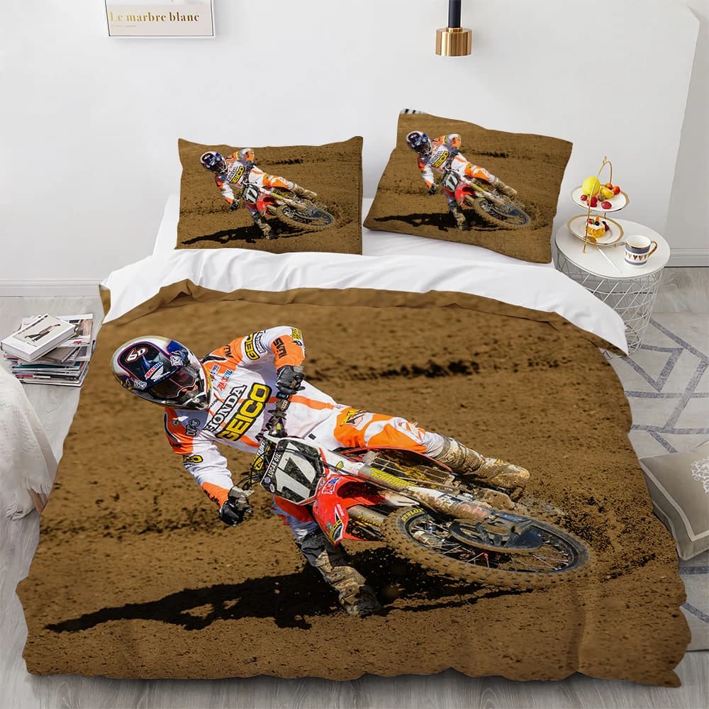 Set biancheria da letto da gioco per motocross, copripiumino per moto da fondo king size per ragazzi adolescenti, copripiumino per auto da corsa per motociclette