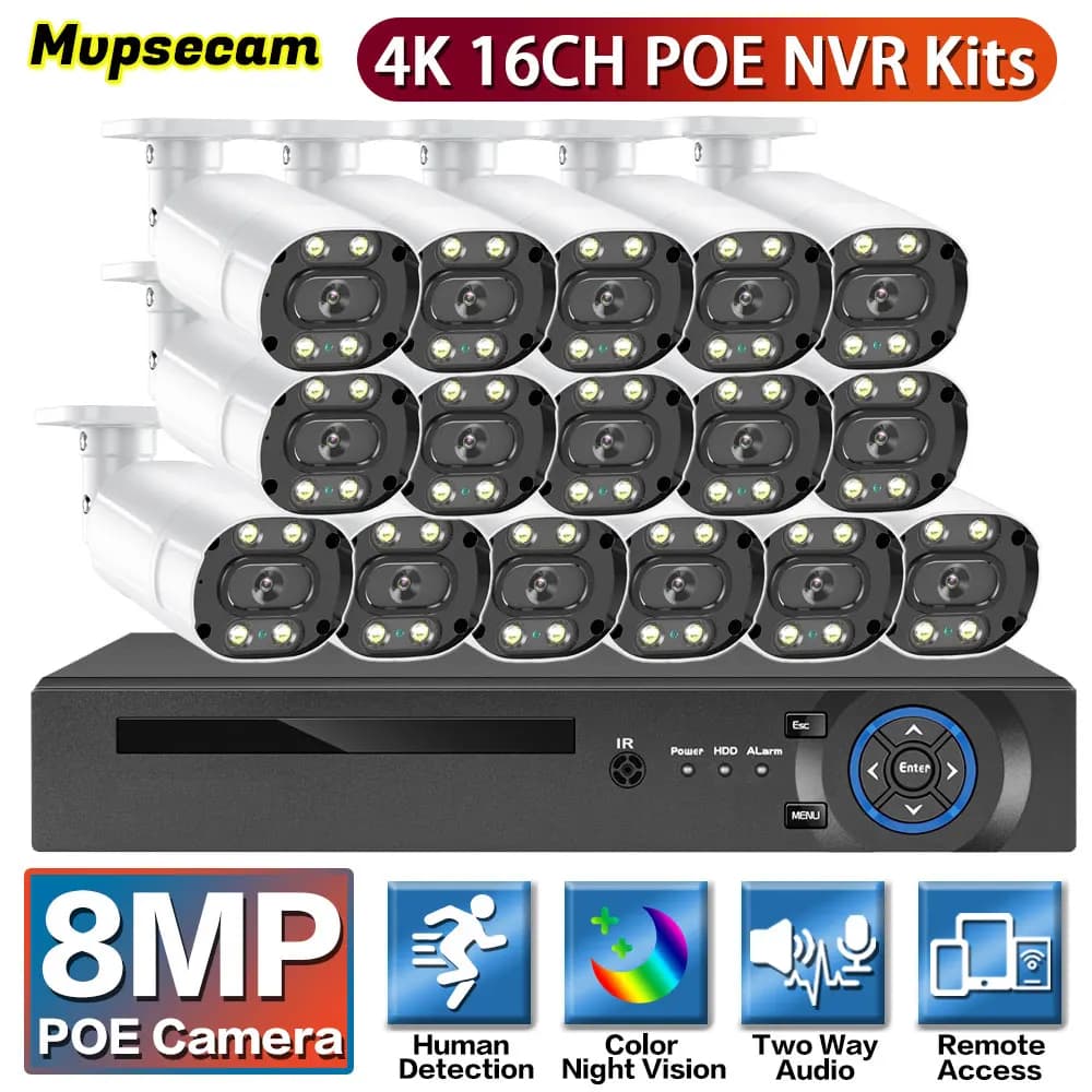 Techage 8CH 4MP WiFi IP camera system Surveillance kit Atuo Tracking Audio bidirectional Night vision Wireless security cameras set