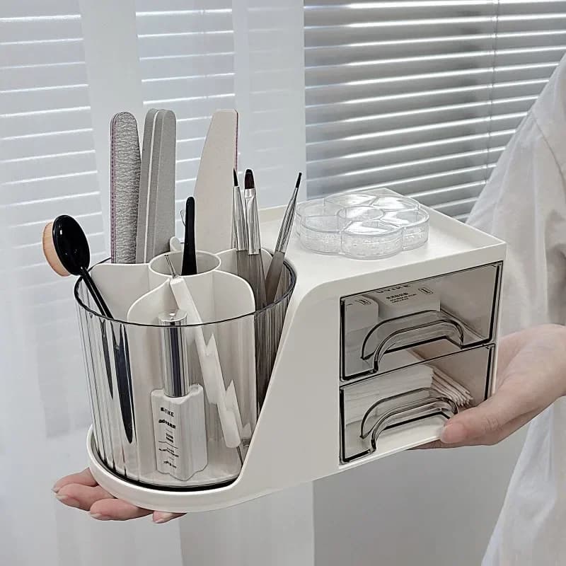 Scatola portaoggetti per strumenti per nail art, contenitore per bastoncini di cotone, accessori per unghie, organizer per pennelli da trucco, porta pennelli per unghie, porta strumenti per unghie