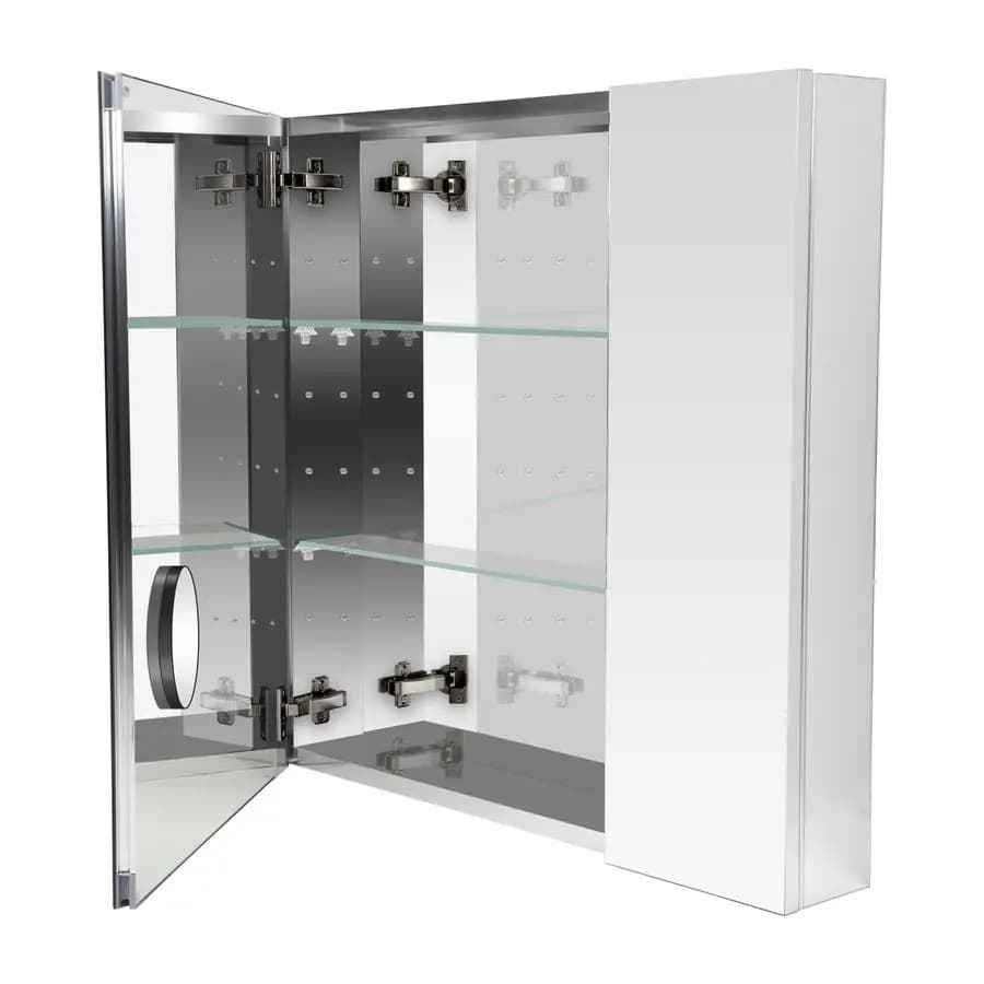 Armadietto da Bagno in Alluminio con Specchio, 3027.5 Armadietto Specchio da Bagno, Montabile a Parete e Incassato