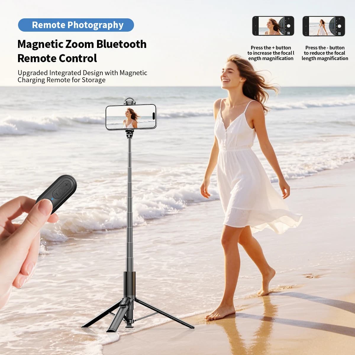 K60 Extendable Floor Phone Stand Portable Selfie Stick Tripod Focus Remote Control Stable Live Streaming Tripod for Selfi