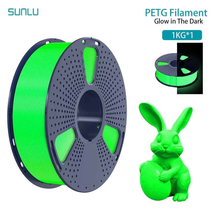 SUNLU 1KG PETG Filament that lights in the dark Bright PETG Filament well wrapped 1,75 mm 1000 g 3D Filament suitable for most 3D FDM printers