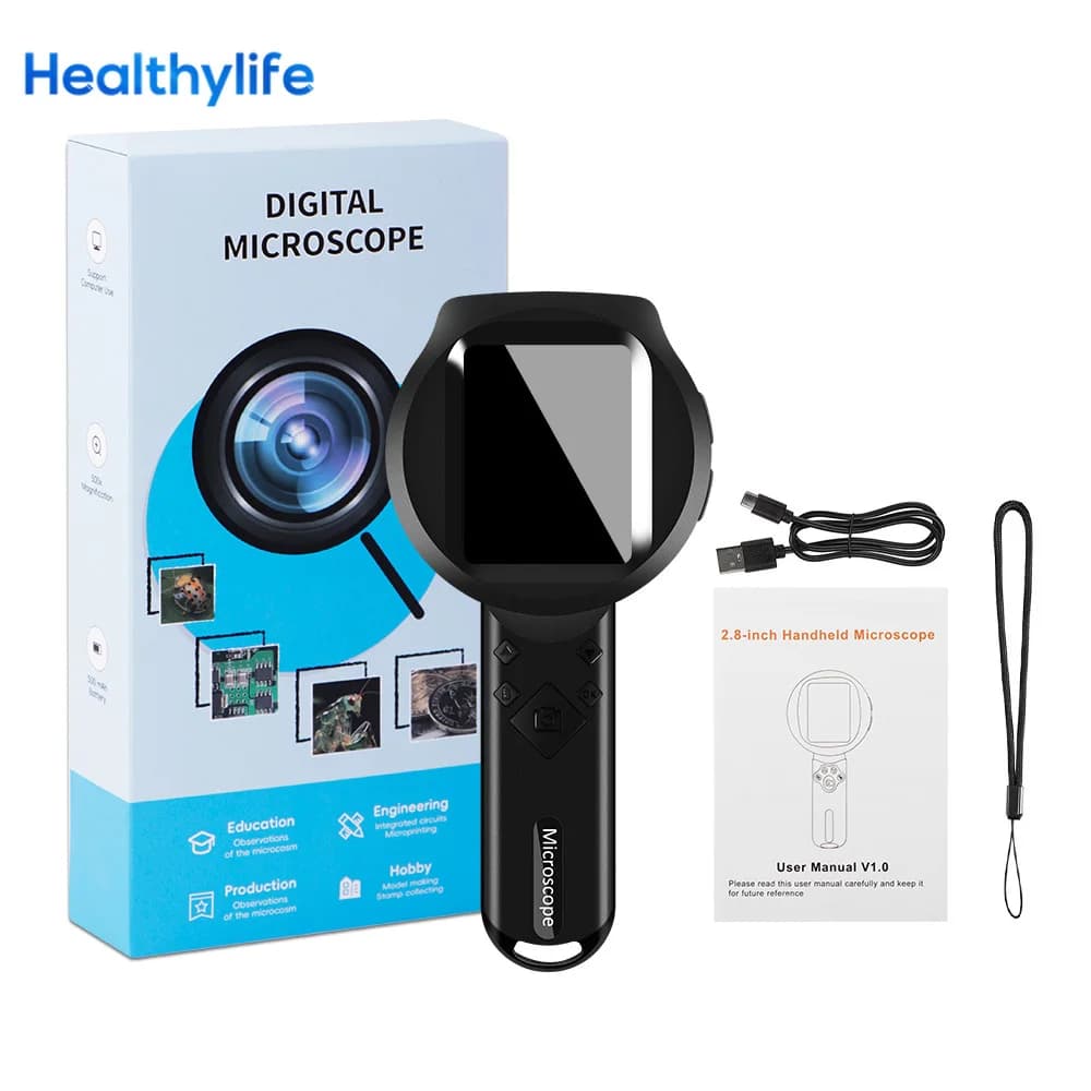Microscopio digitale portatile con analizzatore cutaneo con schermo HD da 2,8 pollici Lente d'ingrandimento a 3 luci LED compatibile con PC Windows Mac OS