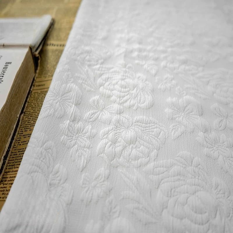 Tessuto strutturato bianco Classico stile letterario semplice Abito primaverile autunnale Accessori decorativi morbidi per cucire Materiale di design