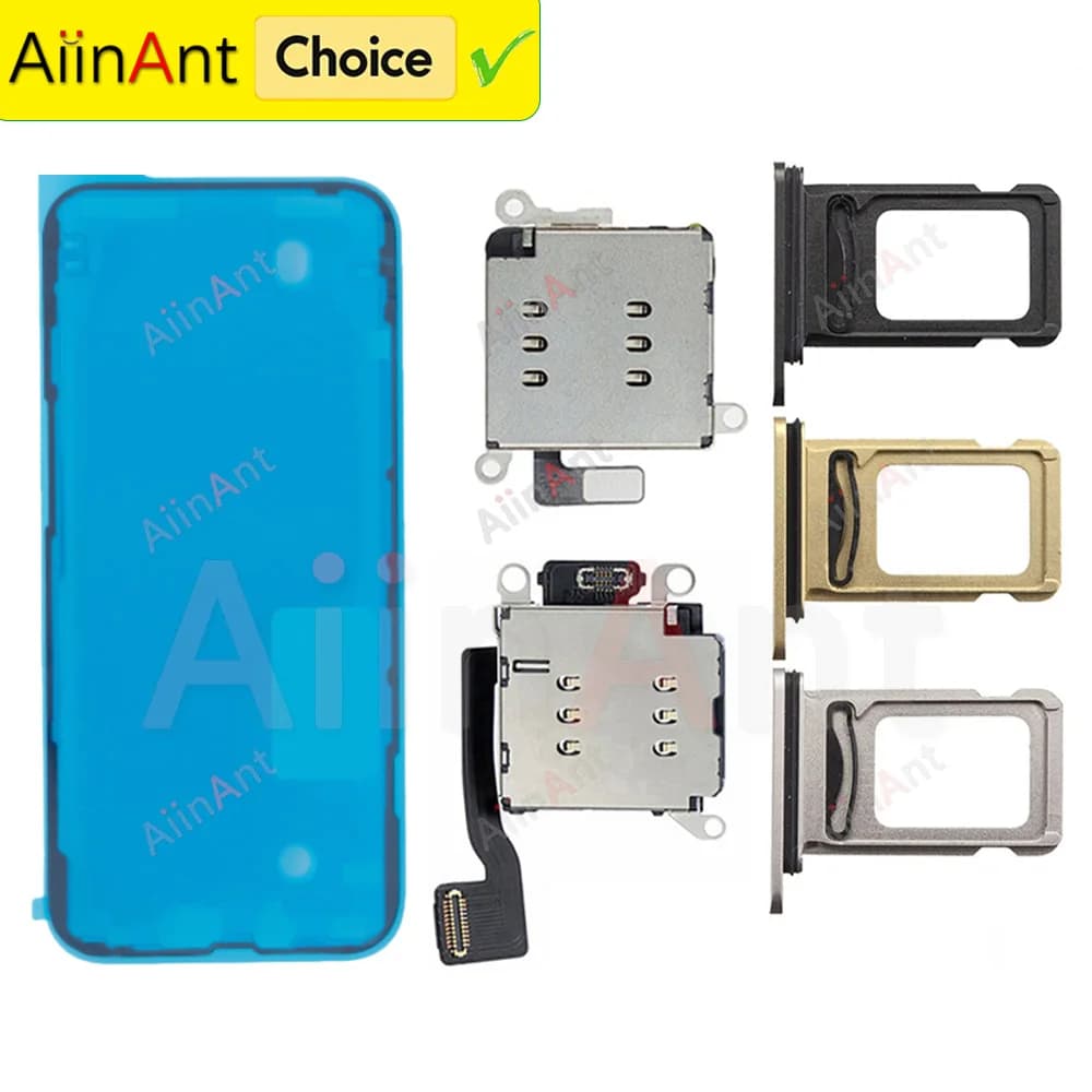 Waterproof Sticker + Flex For iPhone 13 12 11 Pro Max XR Phone Double Dual Sim Card Reader Holder Adapter Connector Flex Cable