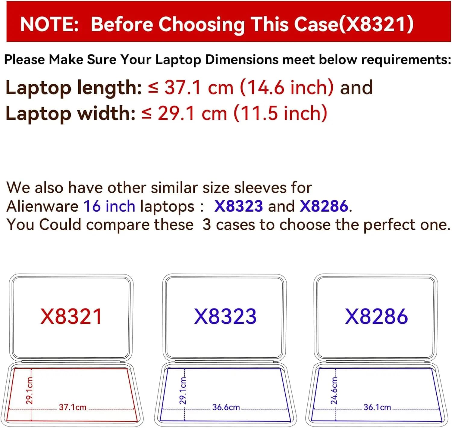 Custodia per laptop da 16 pollici per borsa per notebook per laptop da gioco DELL Alienware m16 R1, copertura impermeabile per laptop da gioco Alienware (X8321)