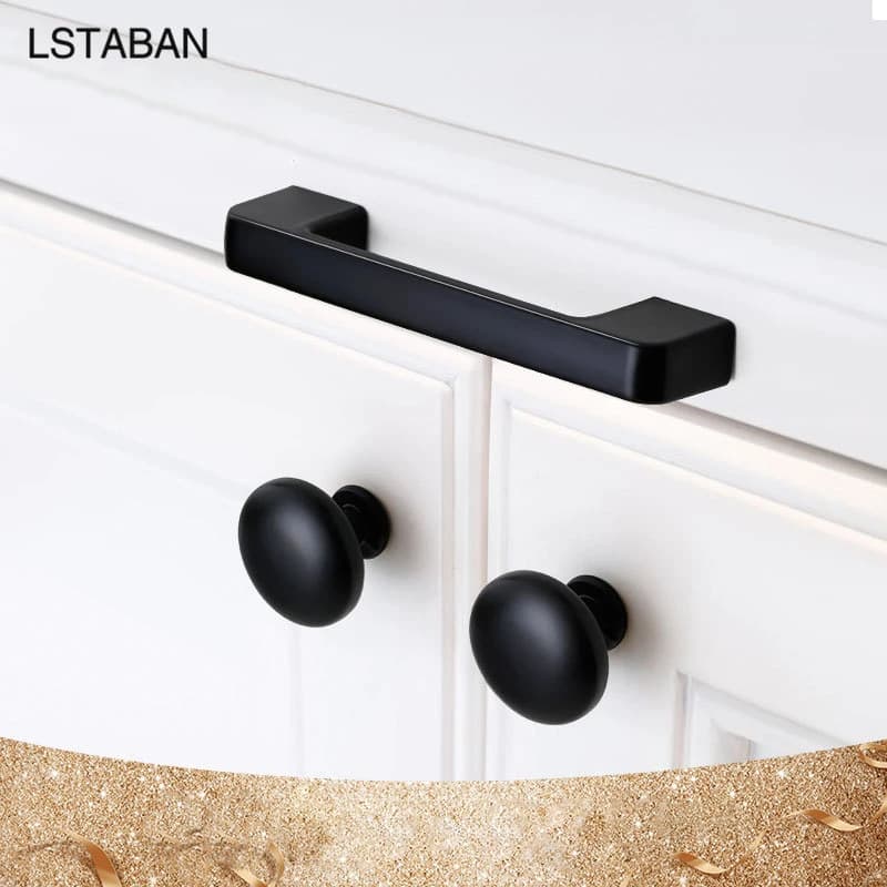 Solido Moderno Semplice Mobili Hardware Accessori Cassetto Maniglia Della Porta Dell'armadio Armadio Nero Americano Manopole a Foro Singolo