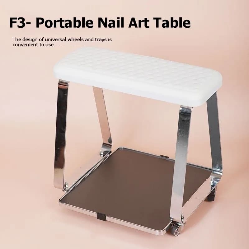 Sgabello per pedicure in acciaio inossidabile N96R con poggiapiedi mobile e cuscino per le mani - Postazione per pedicure per uso domestico e professionale