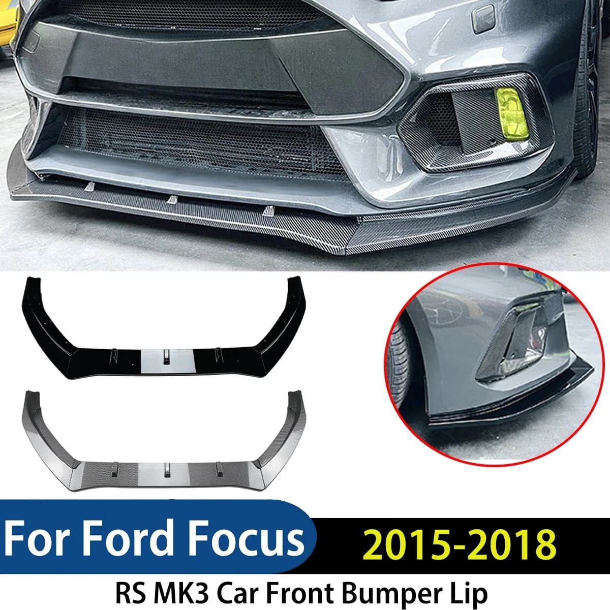 For Ford Focus RS MK3 2015 2016 2017 2018 Car Front Bumper Splitter Spoiler Lip Diffuser Body Kit Guard Modification Exterior