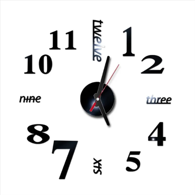 Wall Clock 3D DIY Modern Design Large Acrylic Watches Home Decoration Clock Wall Clock-Black