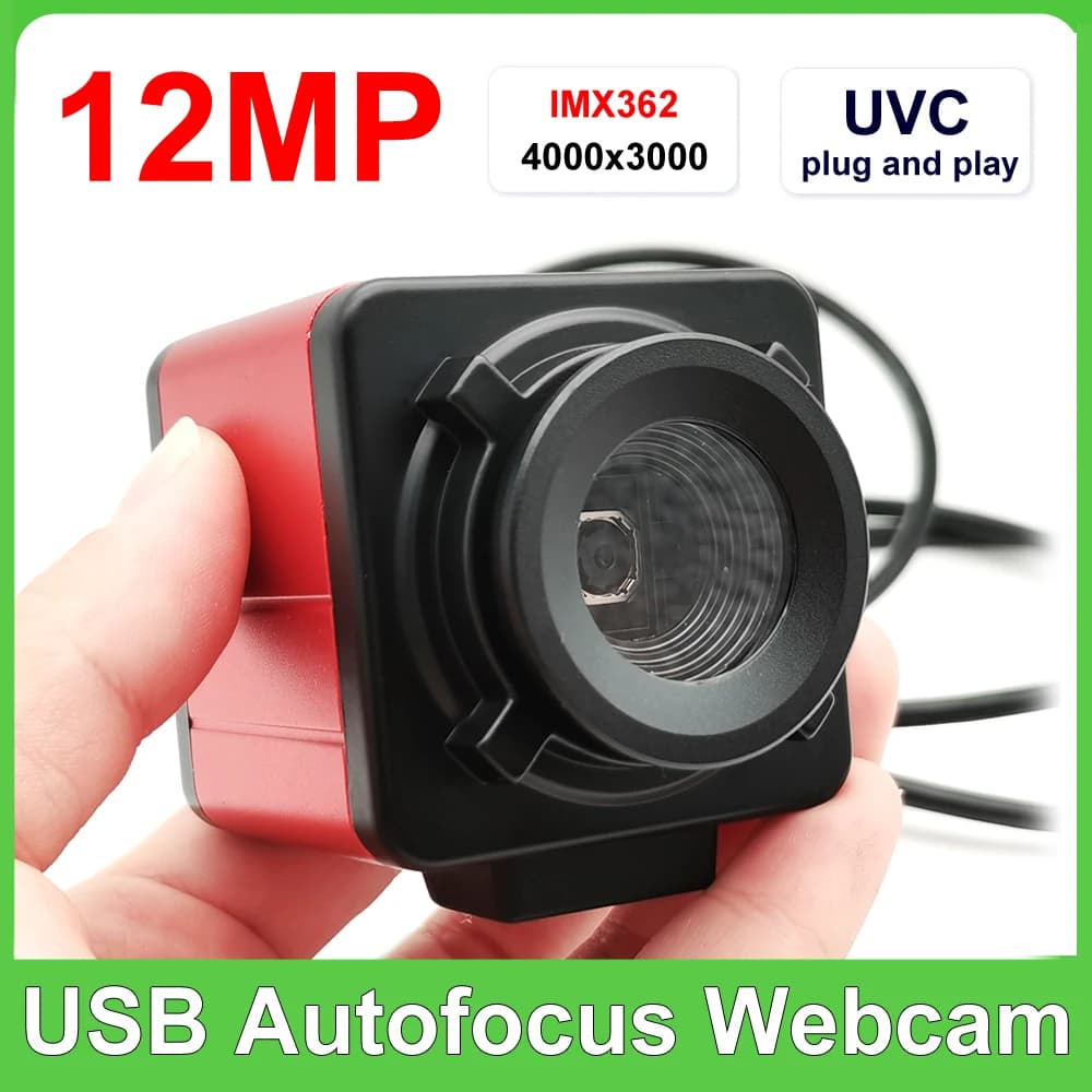 USB Webcam 2.0 HD with Autofocus 12MP IMX362 4000 X 3000, USB Camera 4K IMX179 UVC OTG No distortion for PC/Youtube/Tiktok