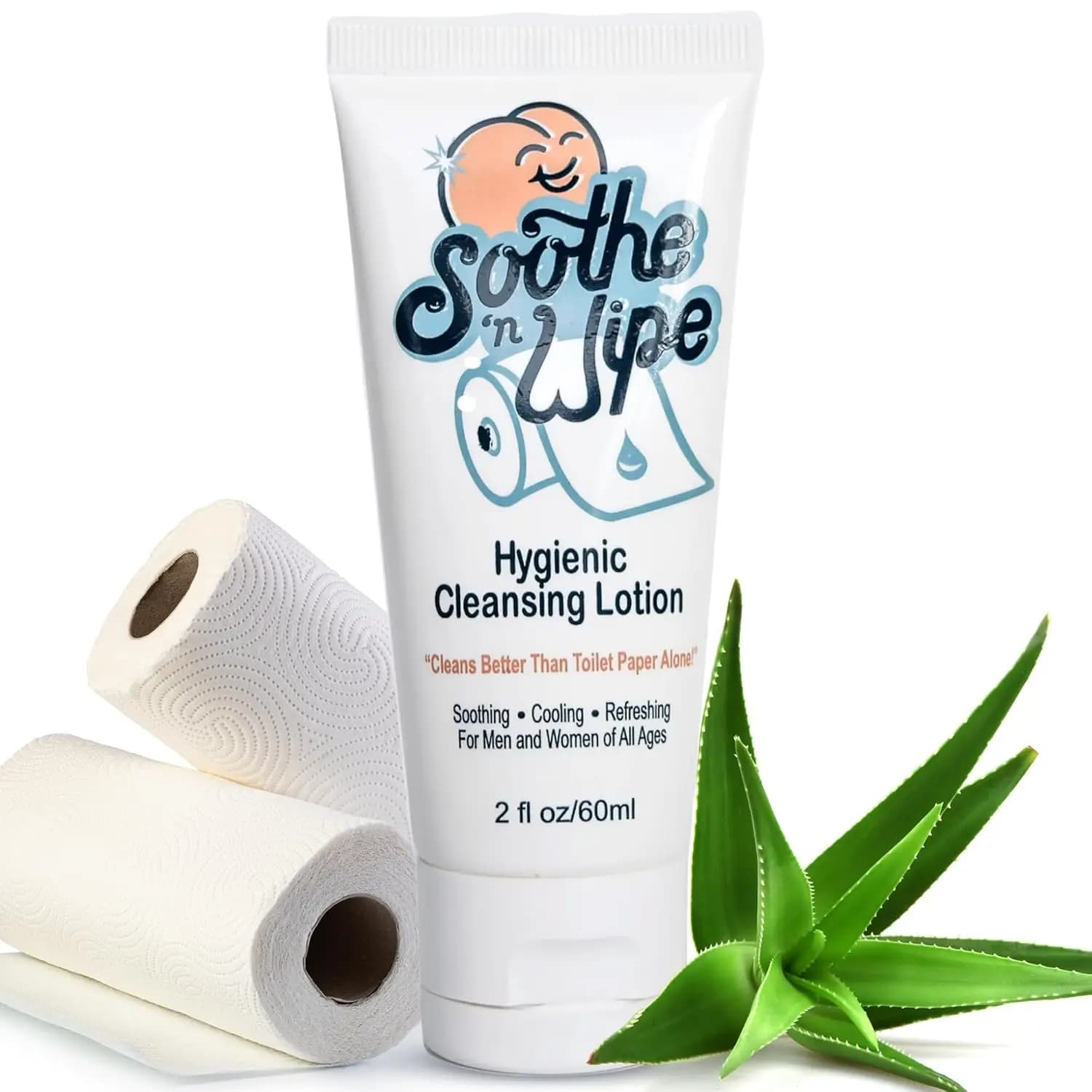 Hygienic Cleansing Lotion, Flushable Wipe Alternative with Aloe & Moisturizers, Toilet Paper Moistener for Clean, Soft & Smooth