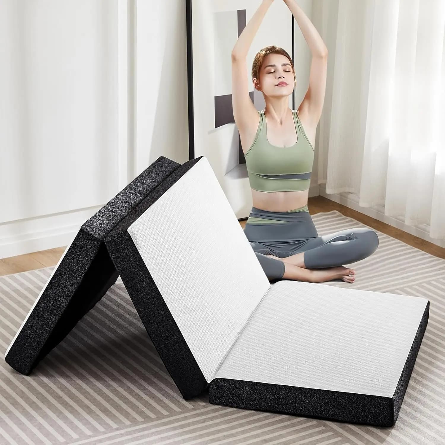 Memory Foam Foldable Mat - 4 Inch Laptop Bed, Foldable Mat for Travel, Camping and Yoga