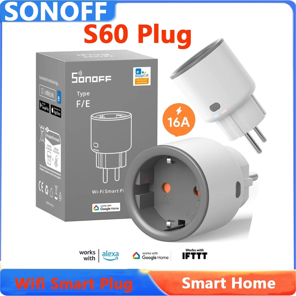 SONOFF S60 Wifi Smart Plug With Energy Monitoring Schedule Timer Smart Home Wifi Socket Smart Scene APP Voice Control Via Alexa