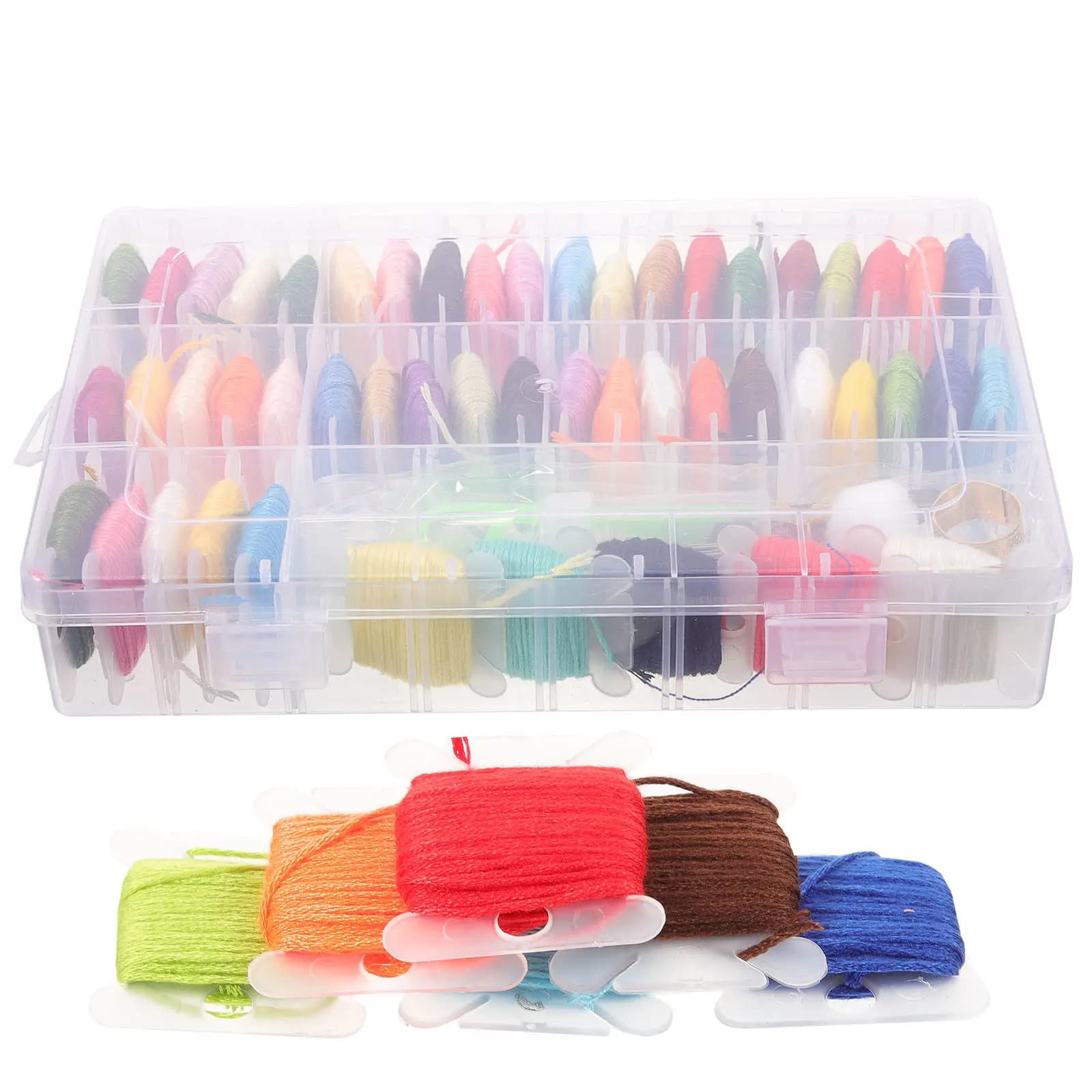 Kit di 50 Bobine Pre-avvolte di Filo per Ricamo, Forniture per Punto Croce, Set di Strumenti per Cucito Fai-da-Te, Kit per Braccialetti e String Art