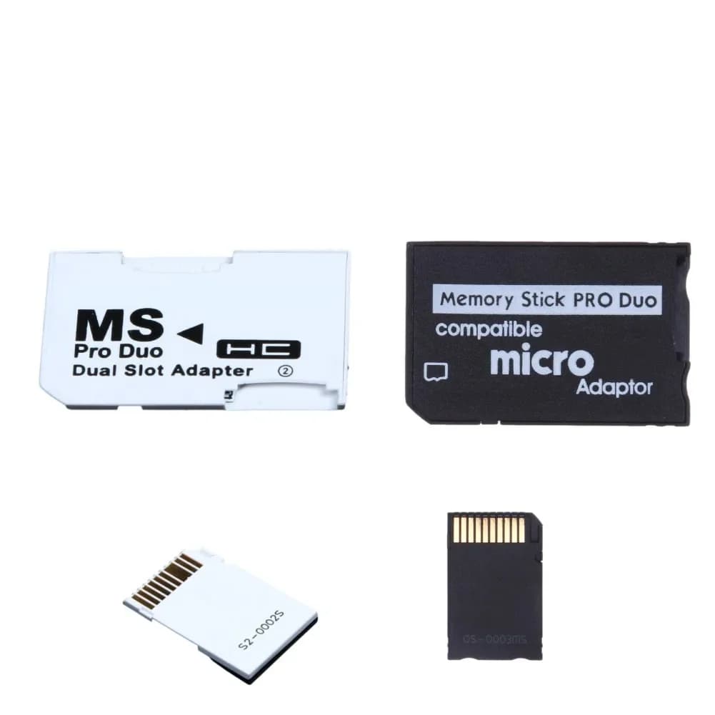 Supporto adattatore per scheda di memoria lettore di schede a doppio Slot Micro SD SDHC TF a Memory Stick adattatore per lettore MS Card Pro Duo per Sony PSP